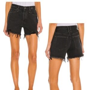 We The Free Makai Cutoff Jean Shorts Size 28 Distressed Black Button Fly High